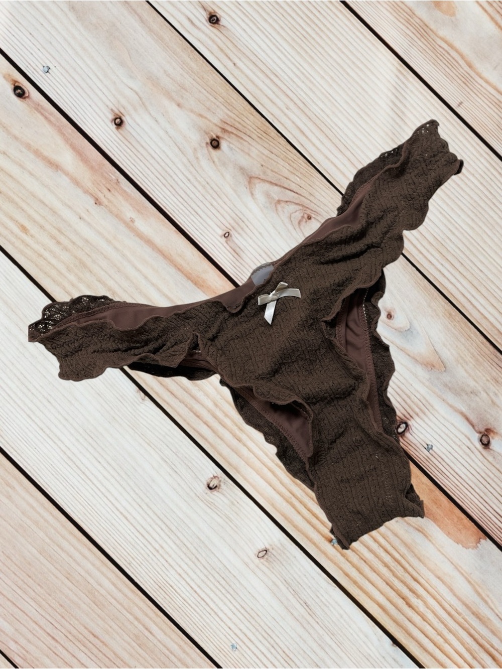Seamolly L brown ruffle bikini bottom
